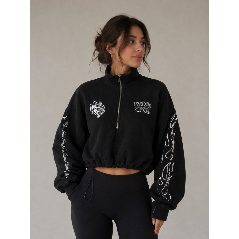 Darc Sport Womens Wolves SSDD NFGU Cropped Zip Up XS Black Streetwear